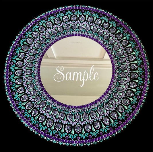 You choose colors- Hand Painted 16 inch wood round with mirror.