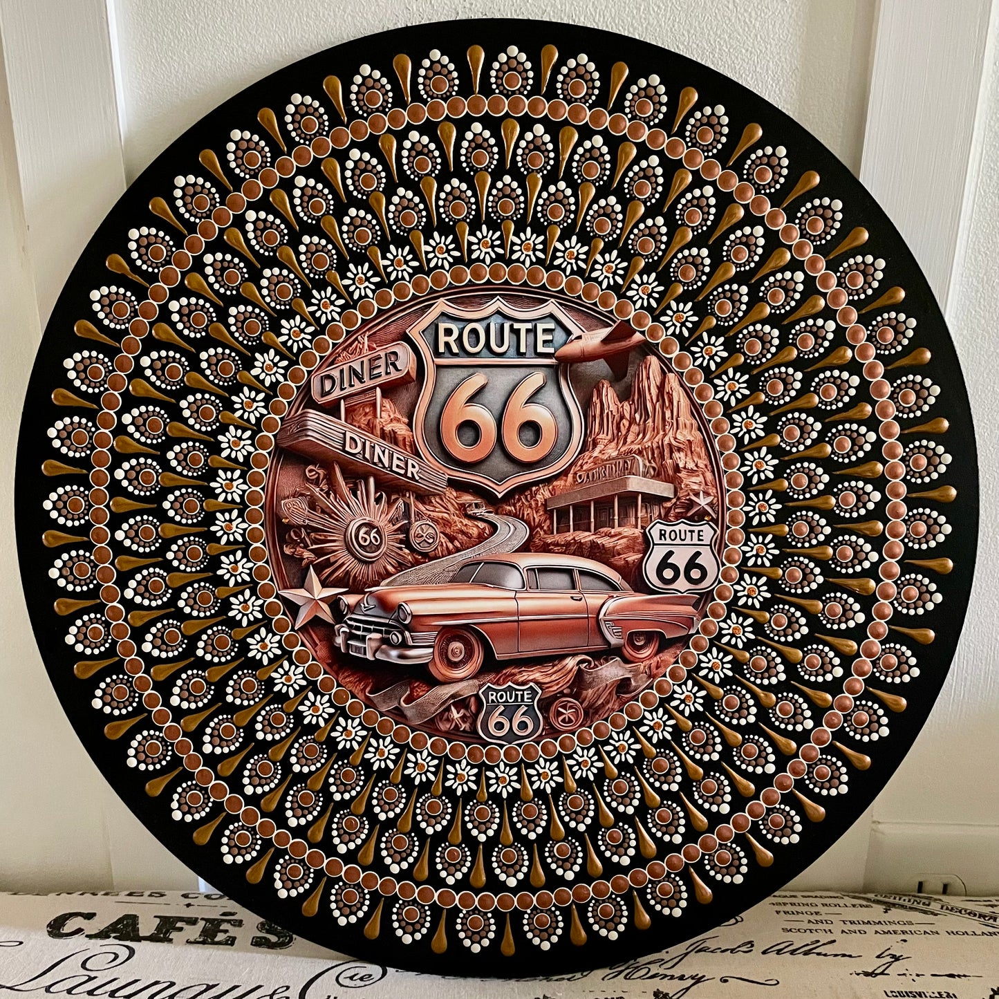 Hand painted 16 inch wood round