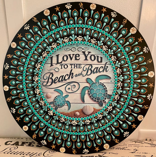 Handpainted beach plaque on a 16 inch wood round